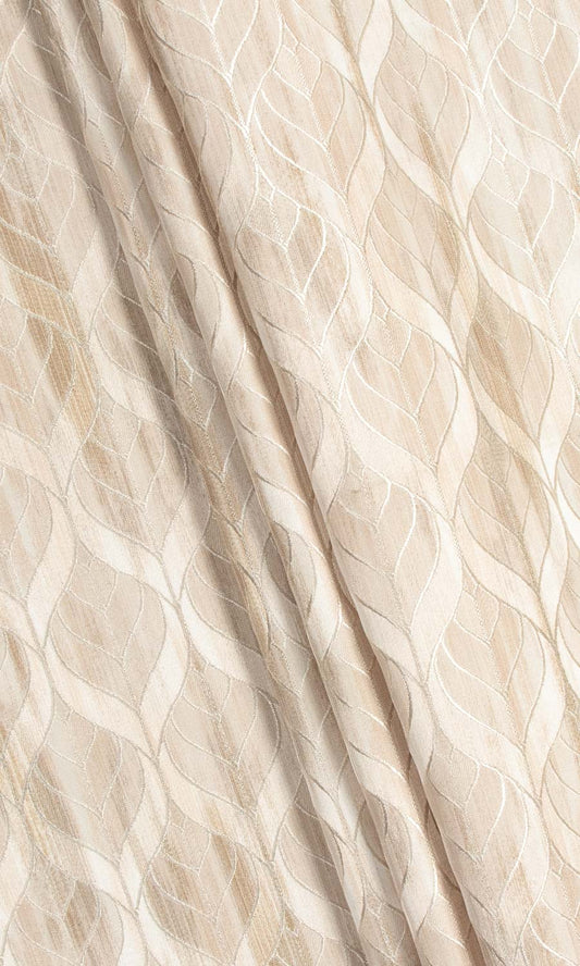 Petal Patterned Window Curtains (Pale Beige/Brown)