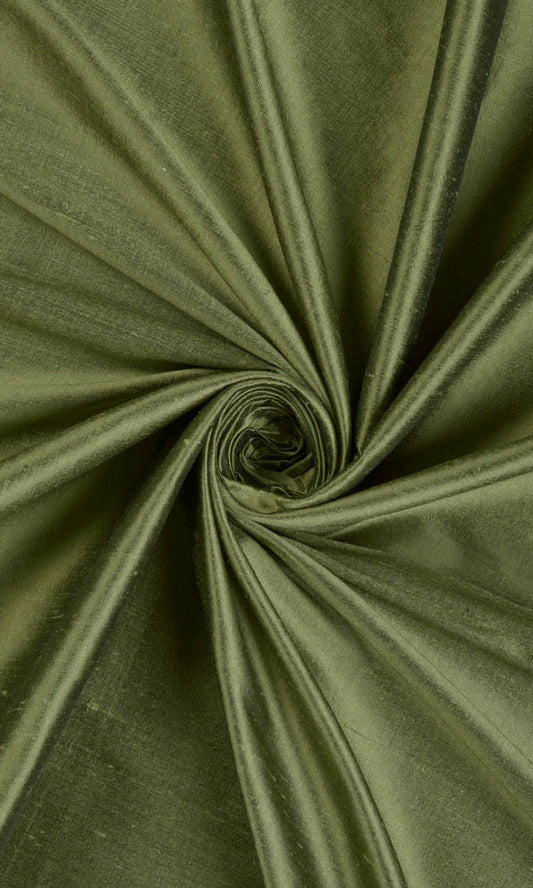 Shantung Silk Home Decor Fabric By the Yard (Olive Green)