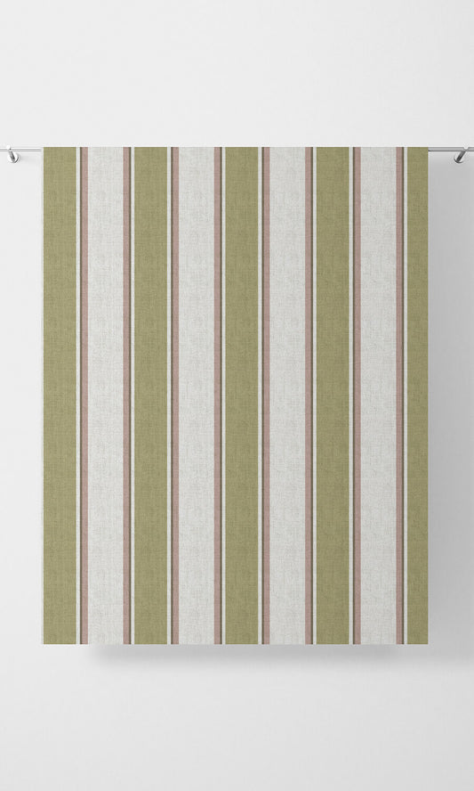 Striped Home Décor Fabric By the Yard (Green/ Pink/ White)