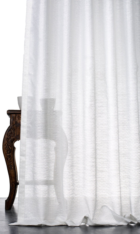 Textured Sheer Home Decor Fabric Sample (White)
