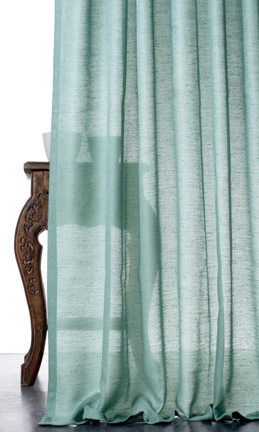 Plain Sheer Home Decor Fabric Sample (Turquoise Green)