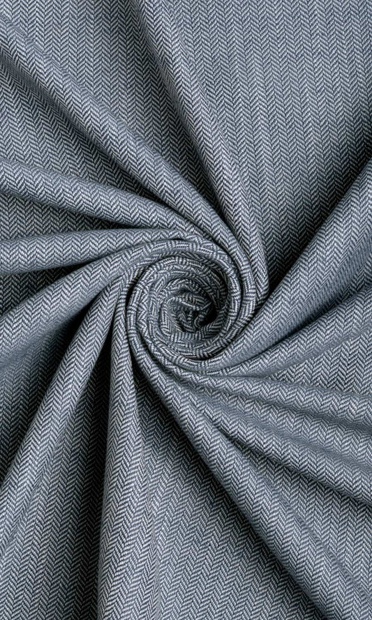 Herringbone Textured Window Curtains (Denim/ Navy Blue)