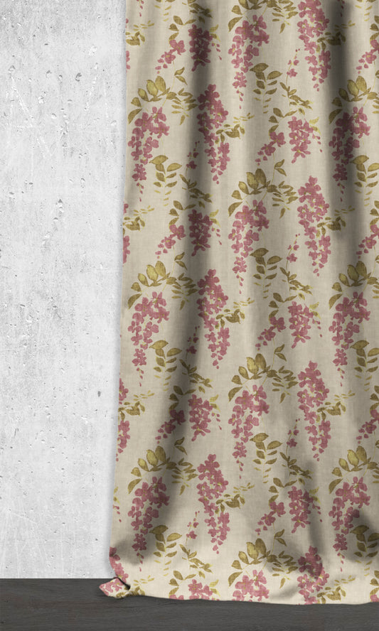 Dimout Floral Window Shades (Pink/ Cream)