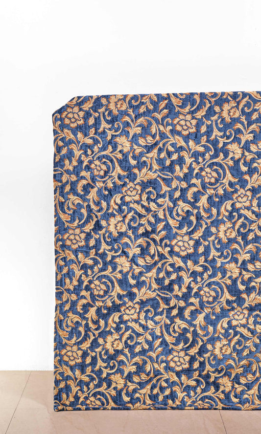 Floral Velvet Home Décor Fabric By the Yard (Beige/ Brown/ Blue)