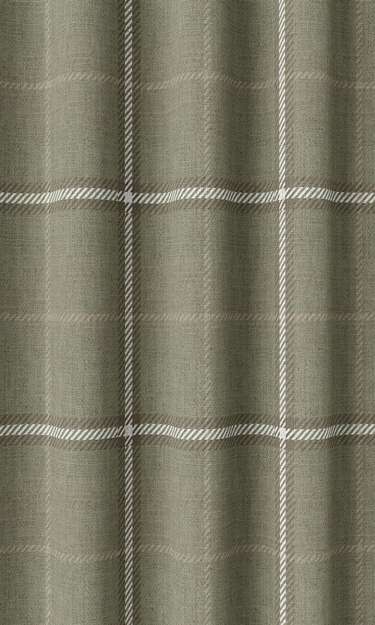 Check Patterned Drapes (Olive Green)