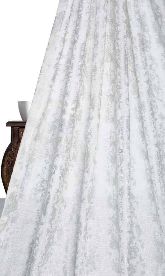 Metallic Accents Semi-Sheer Curtain Panels (White)
