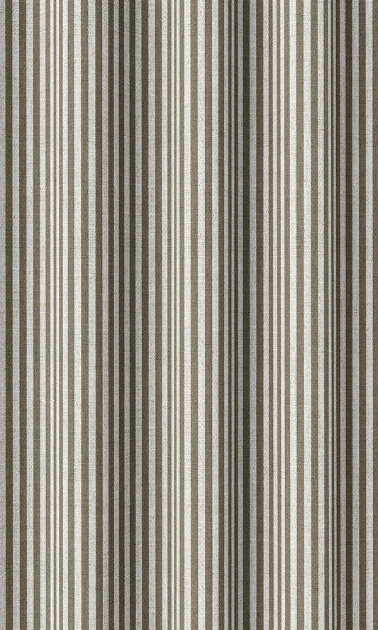 Striped Window Curtains (Tan Brown/ White)