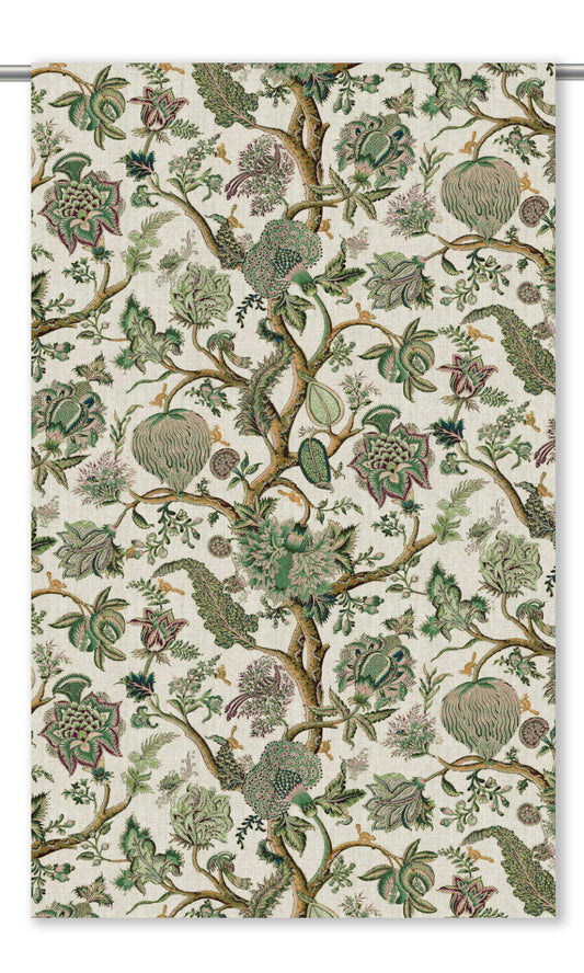 Floral Home Decor Fabric Sample (Leaf Green/ Tawny Brown)
