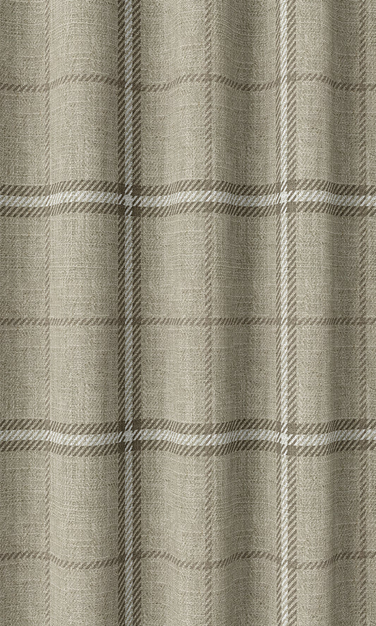 Checkered Window Curtains (Grey-Beige/ Brown)