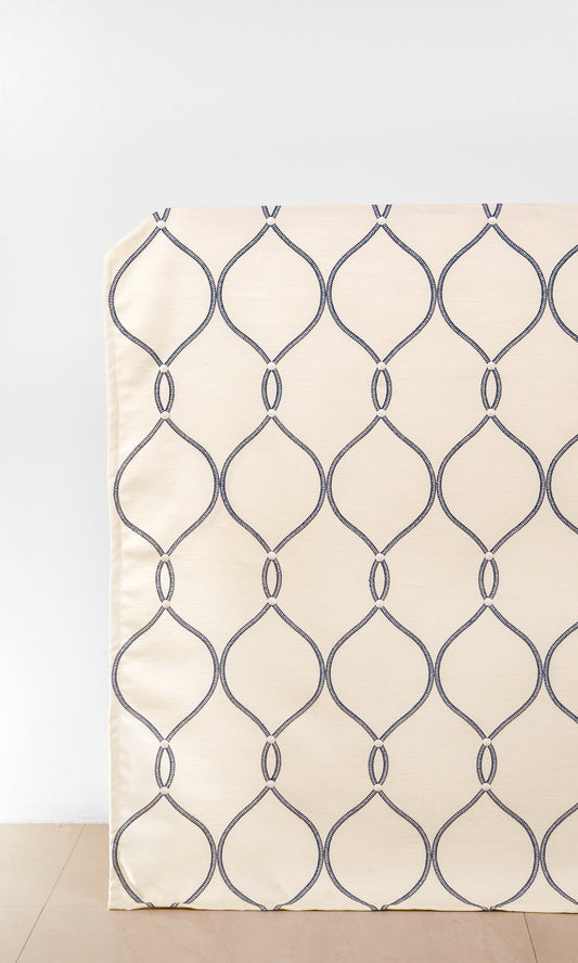 Ogee Patterned Home Decor Fabric Sample (White/ Blue)