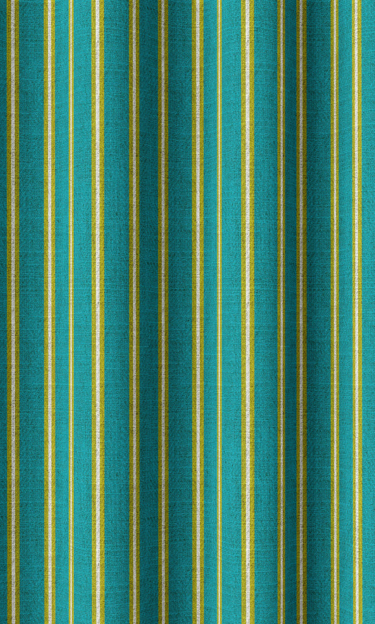 Striped Print Home Decor Fabric Sample (Blue/ Green)