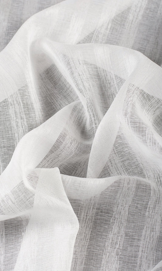Striped Sheer Window Curtains (White)