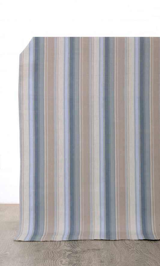 Cotton Home Décor Fabric Sample (Blue/ Brown)