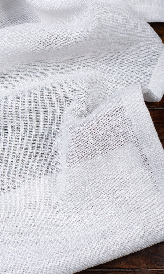 Textured Sheer Home Decor Fabric Sample (Porcelain White)