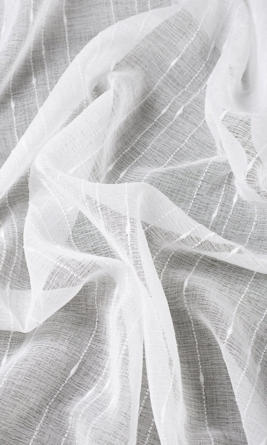 Striped Sheer Curtain Panels (White)