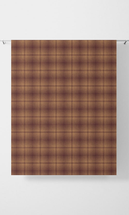 Plaid Window Curtains (Muted Orange/ Deep Purple)