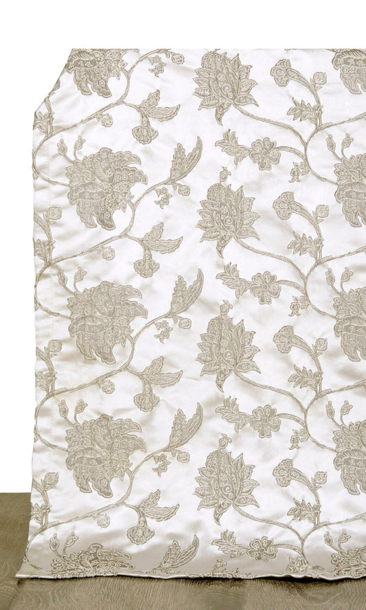 Floral Curtains (White/ Silver/ Gray)