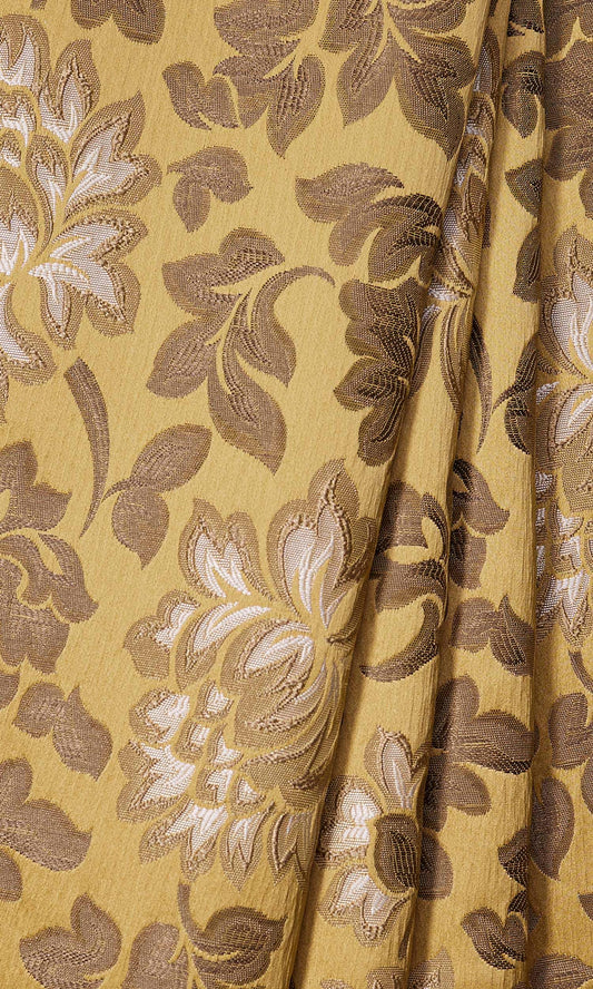 Floral Window Curtains (Mustard)