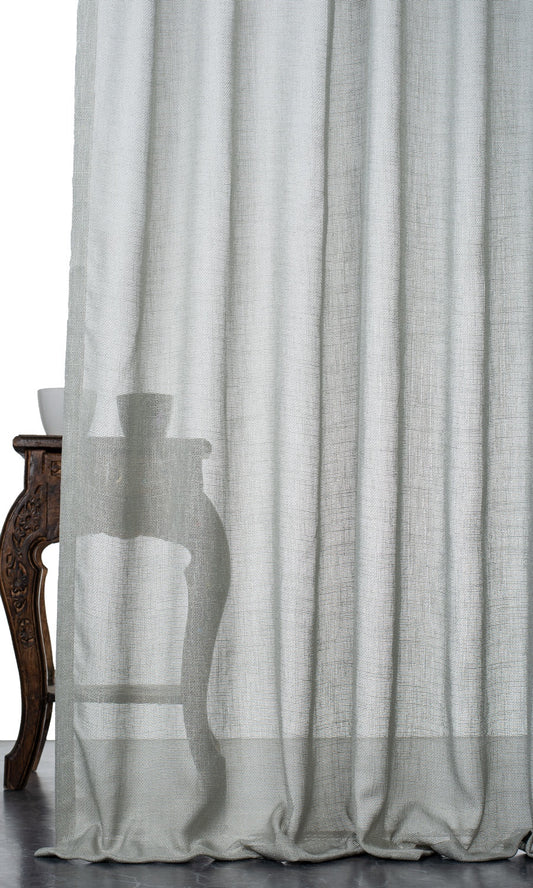 Textured Sheer Home Decor Fabric Sample (Pewter Gray)