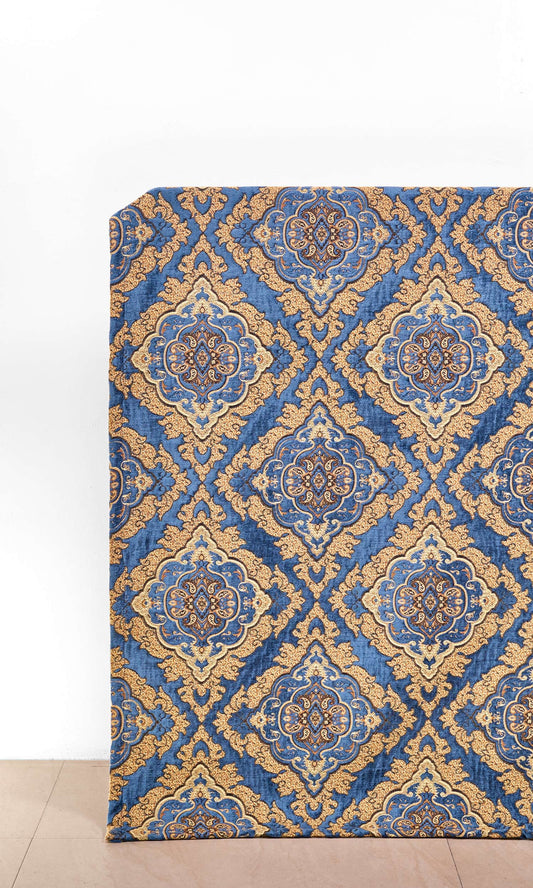 Damask Velvet Home Décor Fabric Sample (Beige/ Brown/ Blue)