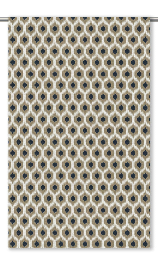 Ikat Honeycomb Patterned Home Decor Fabric By the Yard (Beige/ Charcoal Black)