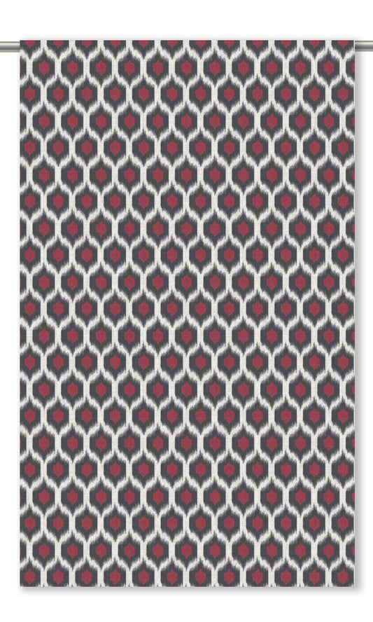 Ikat Honeycomb Patterned Home Decor Fabric Sample (Black/ Garnet Red)