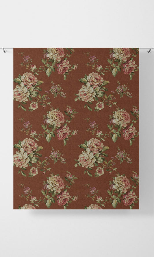 Country Floral Drapery (Orange/ Red)
