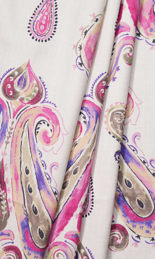 Paisley Print Window Curtains (Pink/ Purple)