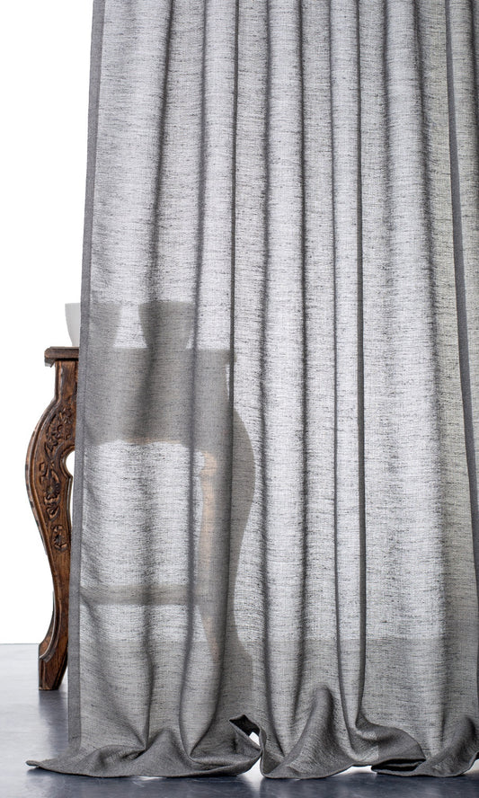 Plain Sheer Home Decor Fabric Sample (Dark Grey)