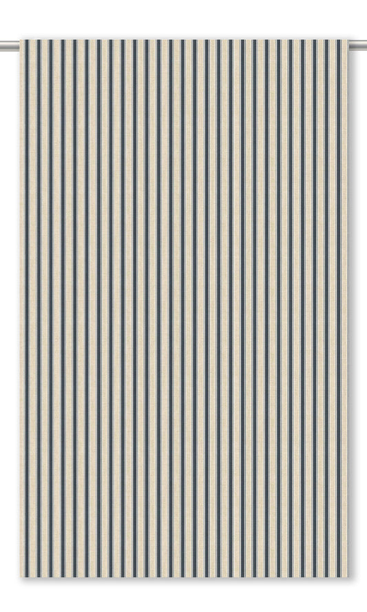 Ticking Stripe Home Decor Fabric Sample (Midnight Blue/ Beige)