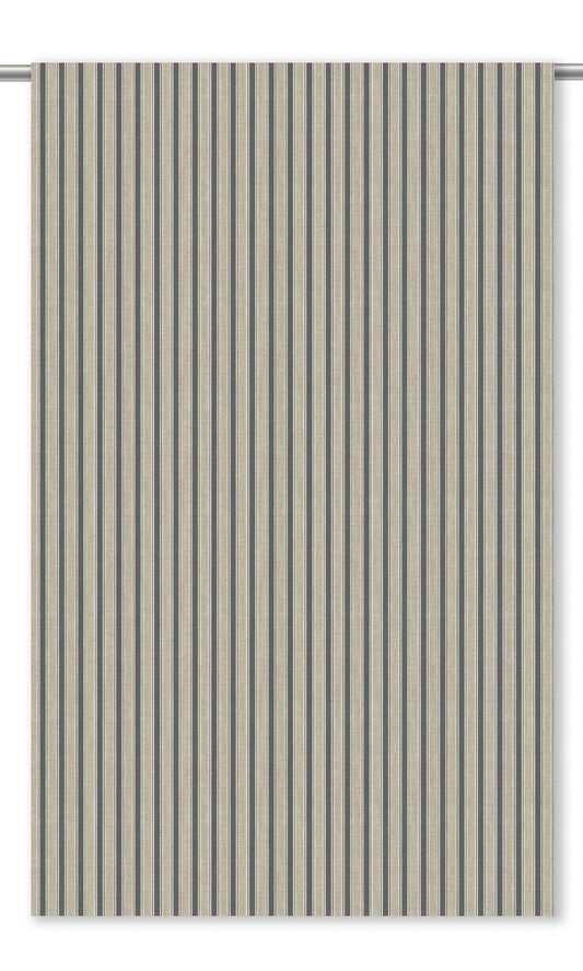 Ticking Stripe Window Curtains (Charcoal Gray/ Beige)