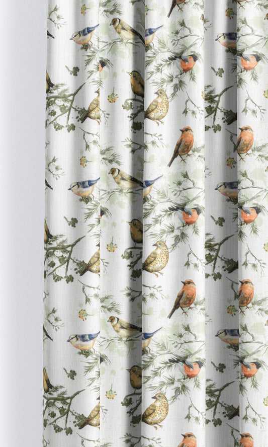 Bird-Print Cotton Home Décor Fabric By the Yard (Yellow/ Orange/ White)