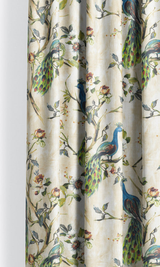 French Country Print Window Treatments Fabric Sample (Blue/ Green)