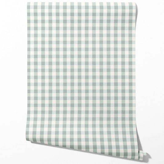 Geometric Gingham Traditional Wallpaper (Powder Blue)
