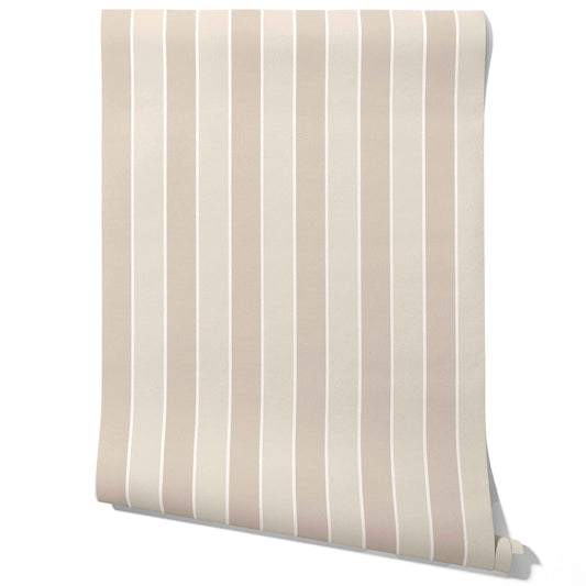 Neutral Geometric Striped Traditional Wallpaper Sample (Beige/ Cream)