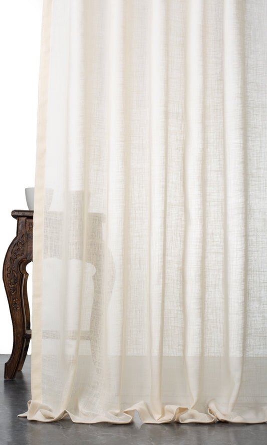 Plain Sheer Curtain Panels (Ivory/ Pale Beige)