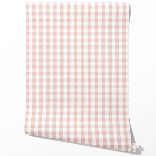 Geometric Gingham Traditional Wallpaper Sample (Pink)