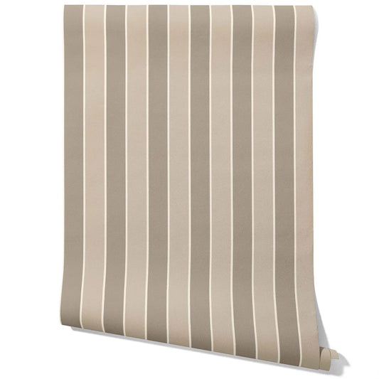 Neutral Geometric Striped Traditional Wallpaper Sample (Taupe Grey/ Brown)