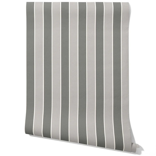 Neutral Geometric Striped Traditional Wallpaper (Grey)