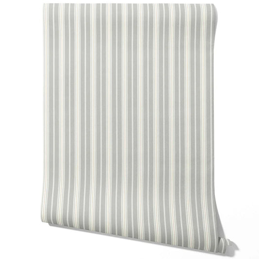 Neutral Geometric Striped Traditional Wallpaper Sample (Grey)