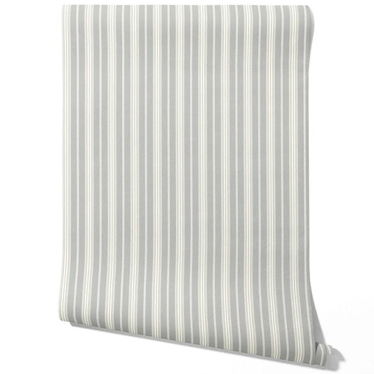 Neutral Geometric Striped Traditional Wallpaper (Grey)