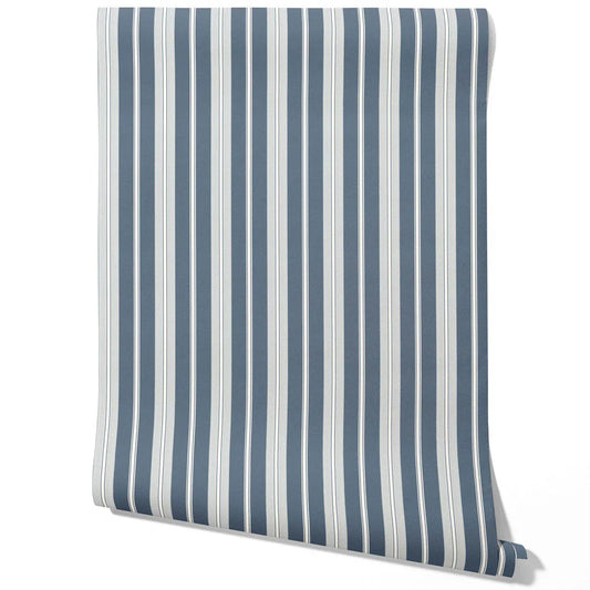 Geometric Striped Traditional Wallpaper Sample (Slate Grey/ Blue)