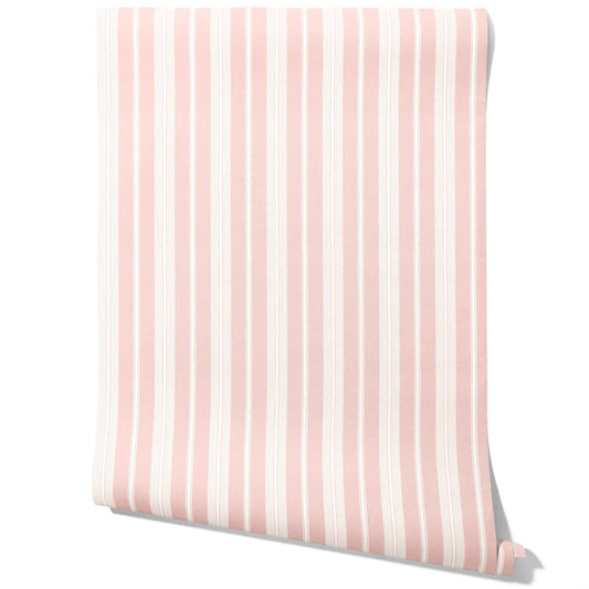 Geometric Striped Traditional Wallpaper Sample (Blush Pink)