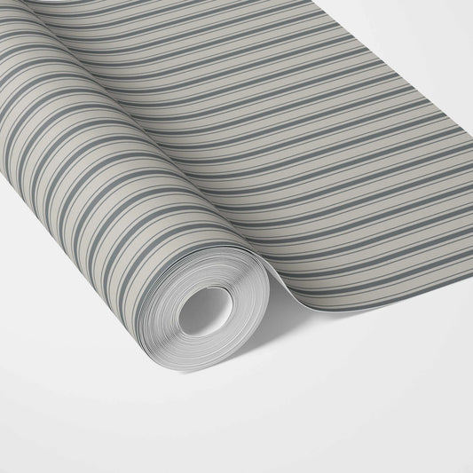 Neutral Geometric Striped Traditional Wallpaper Sample (Slate Grey)