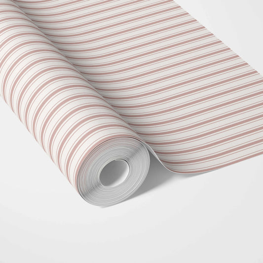 Geometric Striped Traditional Wallpaper Sample (Pastel Pink)