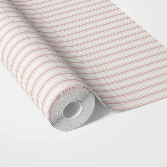 Geometric Striped Traditional Wallpaper Sample (Blush Pink)