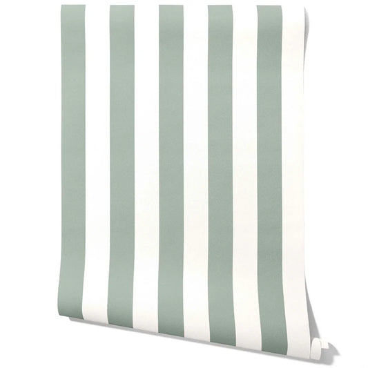 Geometric Striped Traditional Wallpaper Sample (Green)