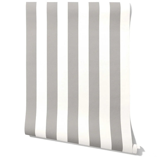 Neutral Geometric Striped Traditional Wallpaper Sample (Grey/ White)