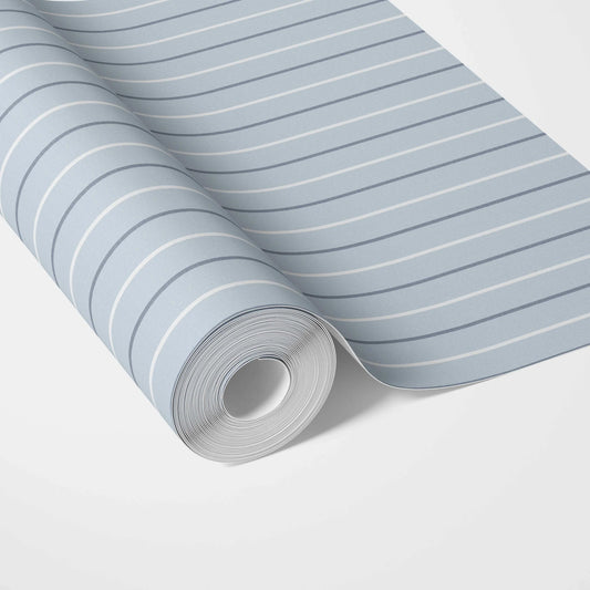 Geometric Striped Traditional Wallpaper Sample (Blue)