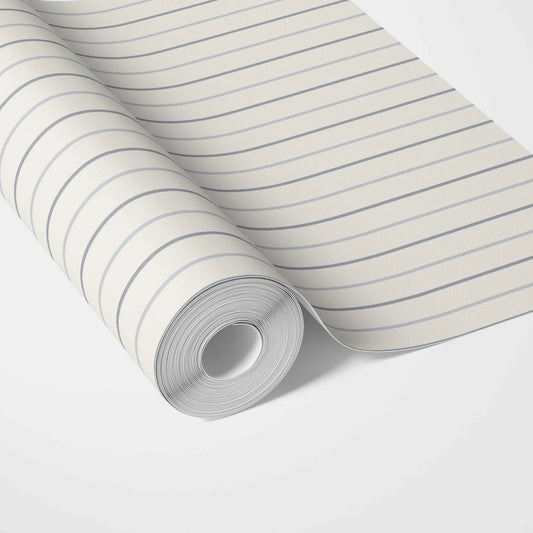 Neutral Geometric Striped Traditional Wallpaper Sample (Cream/ White/ Grey)